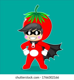 Illustration Vektorgrafik von süßen und lustigen Tomatencartoon-Charakter. Ideal für Maskottchen, Symbol und Aufkleber.
