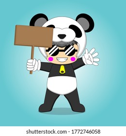  illustration vector graphic of cute and funny panda cartoon character. Perfect for mascot, symbol and etc