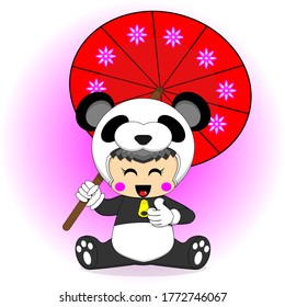  illustration vector graphic of cute and funny panda cartoon character. Perfect for mascot, symbol and etc