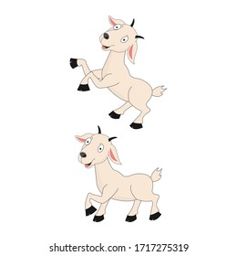 illustration vector graphic of cute goat animal character cartoon isolated, perfect for cover, book, birthday card, gift card, wrap paper