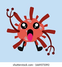 Illustration vector graphic of cute happy bacteria isolated on light blue background. Bacteriology concept design. Cute cartoon germ in flat style design. vector illustration EPS10.