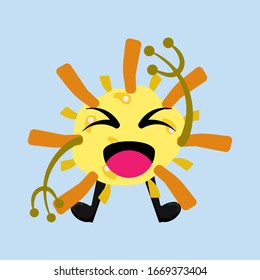Ilustración vectorial gráfico de lindas bacterias felices aisladas en fondo azul claro. Diseño conceptual de bacteriología. Gérmenes de dibujos animados en diseño plano. ilustración vectorial EPS10.