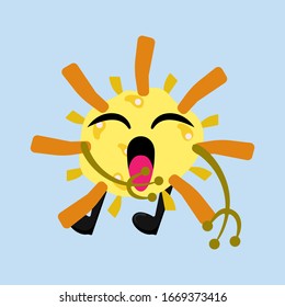 Illustration vector graphic of cute happy bacteria isolated on light blue background. Bacteriology concept design. Cute cartoon germ in flat style design. vector illustration EPS10.
