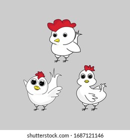 illustration vector graphic of cute  hen animal character cartoon isolated, perfect for cover, book, birthday card, gift card, wrap paper, sticker, t-shirt, memo, decoration