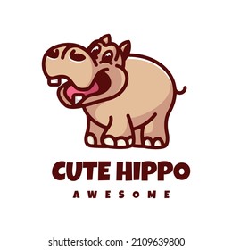 Illustration, Vektorgrafik von Cute Hippo, gut für Logo-Design