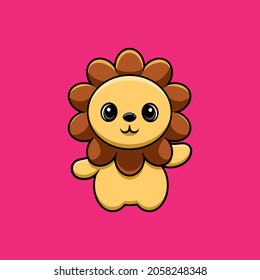 Illustration vector graphic of cute lion flower. Perfect for logo illustration, or etc.