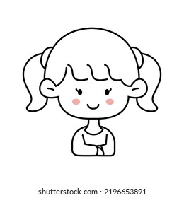 Illustration Vector Graphic Of Cute Little Girl With Braid Hair . Good For Book Cover ,icon , Logo , Sticker Etc.