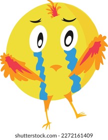 Illustration vector graphic of cute little chicks crying perfect for animal designs decoration, sticker or element design