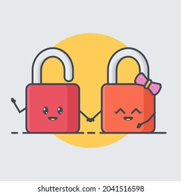 Illustration of vector graphic cute lock character