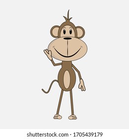 illustration vector graphic of cute monkey animal character cartoon isolated, perfect for cover, book, birthday card, gift card, wrap paper, sticker