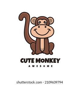 Illustration vector graphic of Cute Monkey, good for logo design