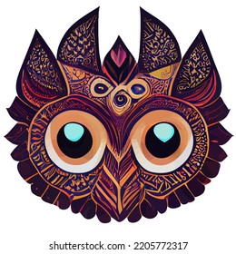 illustration vector graphic of cute  owl in hand draw tribal style isolated on white perfect for t-shirt, poster or edit and customize your design, card, 
