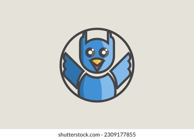 Illustration vector graphic of cute owl character or mascot in circle. Good for logo