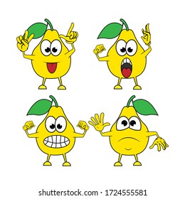 illustration vector graphic of cute pear fruit cartoon isolated, perfect for cover, book, birthday card, gift card, wrap paper