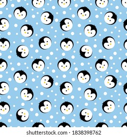 ilustración vectorial gráfico de pingüino lindo con patrón sin costura de nieve