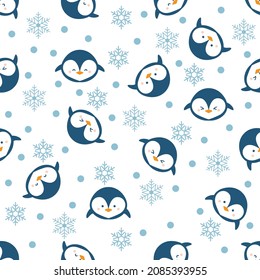 Illustration, Vektorgrafik süßer Pinguin nahtloser Muster. Gut für den Druck auf Leinen, Stoff, Textilien.