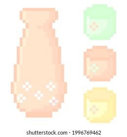 Illustration vector graphic of cute pixelated sake