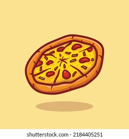 Illustration vector graphic of cute pizza with cartoon style hand draw good for restaurant, t shirt, print, sticker, cafe, logo, emblem, promotion etc