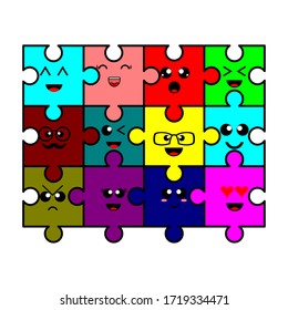 VECTOR DE ILUSTRACIÓN GRÁFICO DE PUZZLE CUTA, ADECUADO PARA EL APRENDIZAJE DE LOS NIÑOS