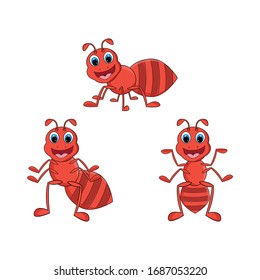 illustration vector graphic of cute  red ant animal character cartoon isolated, perfect for cover, book, birthday card, gift card, wrap paper, sticker, t-shirt, memo, decoration