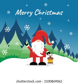 ilustración vectorial de la linda santa claus llevando luces en la nieve, perfecta para religión, vacaciones, cultura, iglesia, etc.

