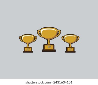 illustration vector graphic of cute several trophies