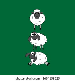 illustration vector graphic of cute  sheep animal character cartoon isolated, perfect for cover, book, birthday card, gift card, wrap paper, sticker, t-shirt, memo, decoration