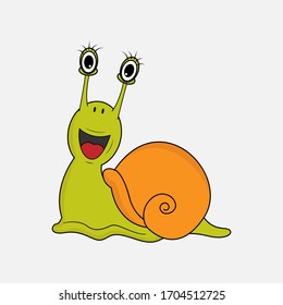 illustration vector graphic of cute snail animal character cartoon isolated, perfect for cover, book, birthday card, gift card, wrap paper, sticker