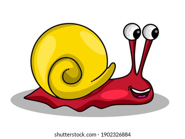 illustration Vector graphic of a cute snail cartoon, suitable for pictures of toys, templates, banners, backgrounds, mascots