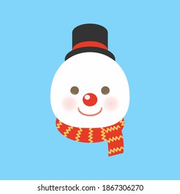 Ilustración vectorial gráfico de un icono lindo de muñeco de nieve. Concepto de diseño plano. Perfecto para afiches, banner, web, símbolo, tarjeta, plantilla, caricatura, etc.