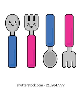 Illustration vector graphic of cute spoons and forks for children and babies, can be used for icons and designs