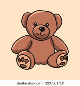 Ilustración vectorial gráfica de oso de peluche lindo adecuado para niños