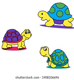 Illustration vector graphic of cute turtle set