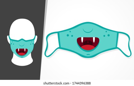 Illustration Vector Graphic Of Cute Vampire Mouth In Mask Design