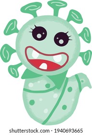 Illustration vector graphic of cute virus or little monster. Perfect for print product, sticker, etc.