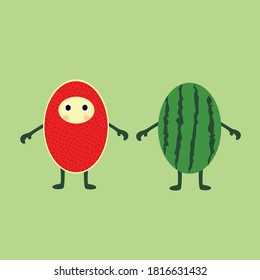 illustration vector  graphic of cute watermelon, great for wall hanging logos