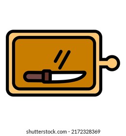 Ilustración Vector Gráfico de corte, cuchillo de placa, icono de comida