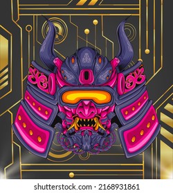 Gráfico vectorial de ilustración de cyborg samurai