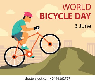 illustration vector graphic of a cyclist is crossing a mountain road, perfect for international day, world bicycle day, celebrate, greeting card, etc.