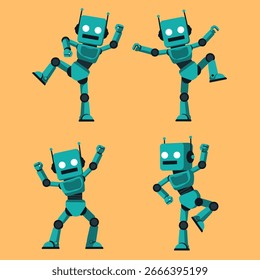 Vektorgrafik von tanzenden Robotern