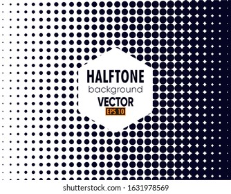 Illustration vector graphic of dark blue Abstract Halftone Square Frame on white background. Horizontal gradient halftone dots backgrounds. Monochrome abstract graphic for posters, business cards, etc
