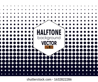 Illustration vector graphic of dark blue Abstract Halftone Square Frame on white background. Vertical gradient halftone dots backgrounds. Monochrome abstract graphic 