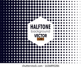 Illustration vector graphic of dark blue Abstract Halftone Square Frame on white background. Horizontal gradient halftone dots backgrounds. Monochrome abstract graphic for posters, business cards, etc