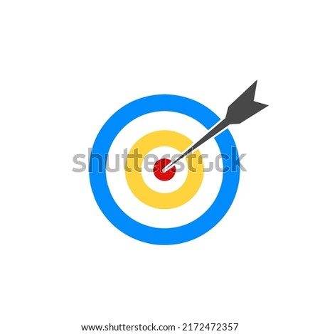 Illustration vector graphic of dart hit the target,flat design,bulleyes icon. Business goal achievement,success symbol.