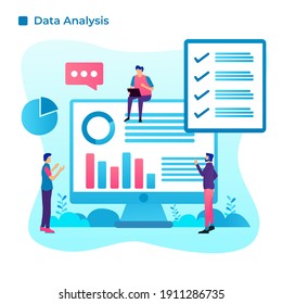 Illustration vector graphic of Data Analysis in flat design style