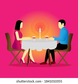 illustration vector graphic of  Dating couple enjoying romantic dinner
