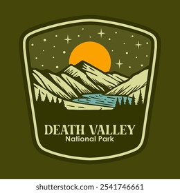 Ilustração vetorial de DEATH VALLEY AT THE NIGHT NATIONAL PARK BADGE LOGO DESIGN VETOR ILUSTRAÇÃO para produtos de design de vestuário, como logotipos em embalagens de produtos