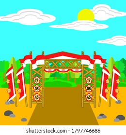 illustration vector graphic of decorated gate to celebrate Indonesian national day for background, poster, banner, and gate design inspiration