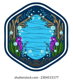 Illustration vector graphic of DEEP OCEAN for apparel design merchandise, such as logos on product packaging