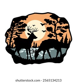 illustration vector graphic deer for design, template, elemen, illustration, etc